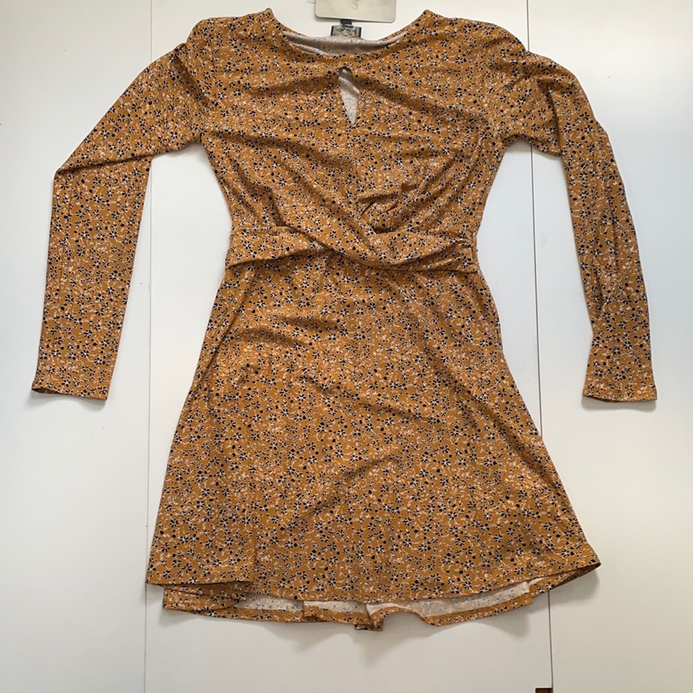yellow long sleeve floral dress